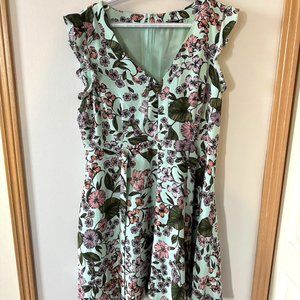 Floral light blue fit &flare dress